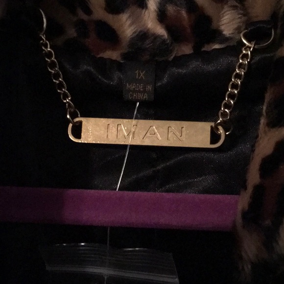 NWT,IMAN Global Chic,size 1X,Faux Leopard Fur,Swing Coat, full sleeves Buttons - Picture 2 of 8